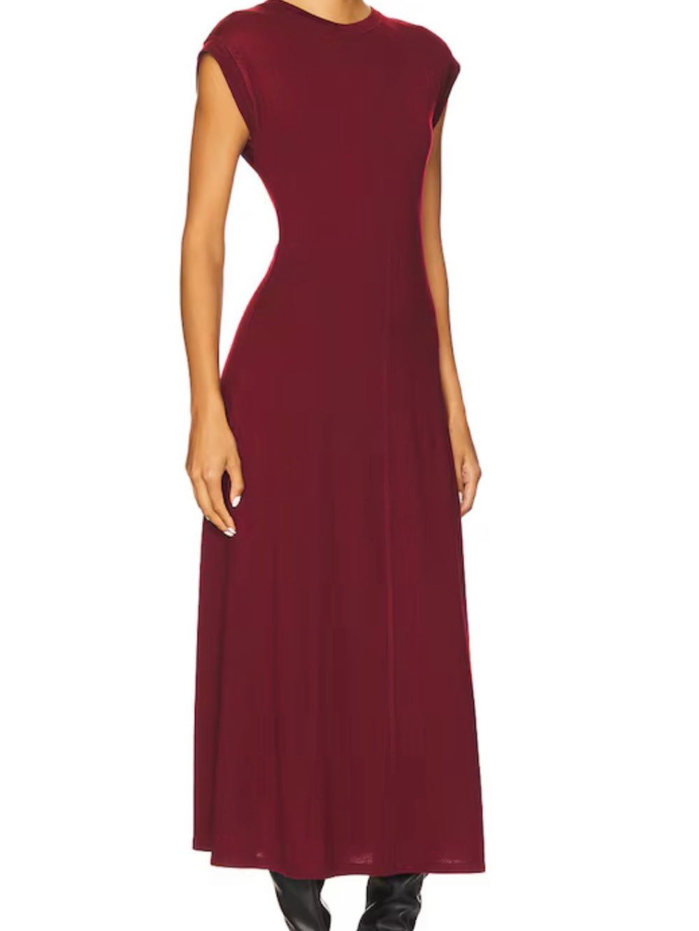 Rue Sophie Emmy Midi Dress in Cherry Deep Burgundy